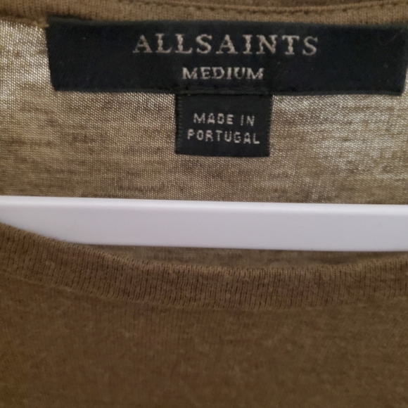 All Saints Taupe Soft Front Tie Long Sleeve Slouchy Loose Fitted Knit Top Medium - Picture 6 of 6